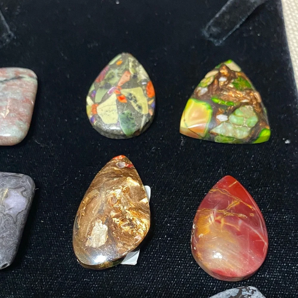 Eight assorted natural gemstones pendants for jewelry makers